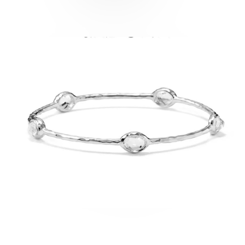 Ippolita Sterling Silver Rock Candy 5 Stone in Clear Quartz Bangle Bracelet